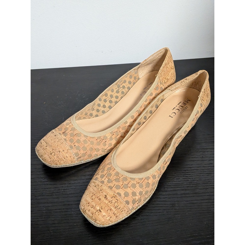 Sesto Meucci Womens Cork Perforated Wedge Pumps Tan Gold Made in Italy Size 10 W - Picture 14 of 14